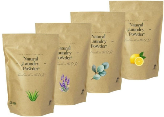 Organic 4 x Sample pack 500g each or 2kg or 50 + loads - Natural Laundry Powder - 50+ washes - Main google search image for the front page - Natural Laundry Powder detergent.  best washing powder. Eco-friendly and allergy-friendly.  This is Natural laundry detergent at it's best.